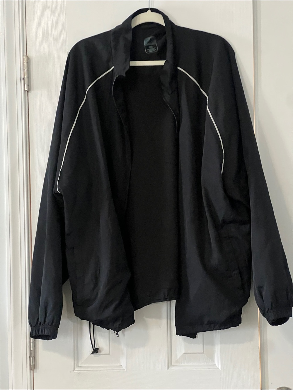 Alphalete Black Windbreaker with White Piping Accents